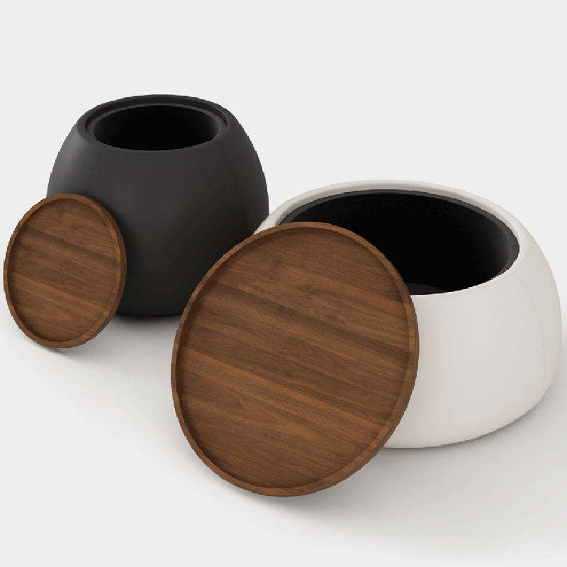 Nordic Cylinder Walnut Leather Coffee Table