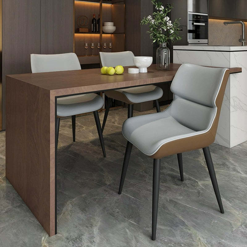 Scandinavian Curved Leather Metal Dining Chair