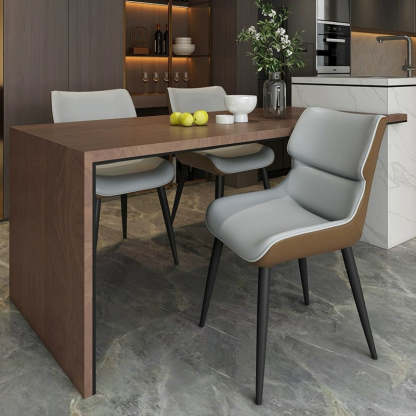 Scandinavian Curved Leather Metal Dining Chair