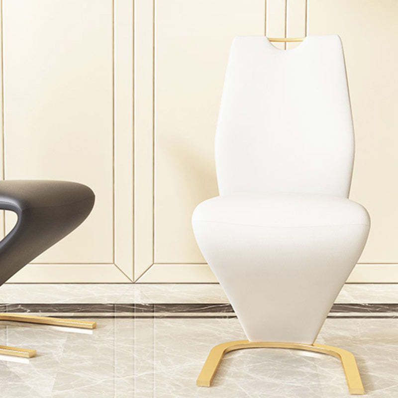 Minimalist U-Shape Titanium Leather Dining Chair