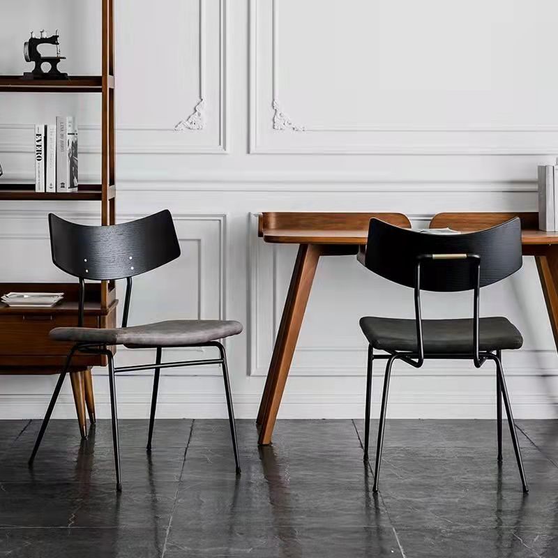 Industrial Curved PU Leather Dining Chair