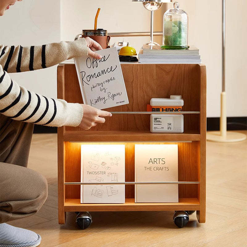 Japanese Solid Wood 2-Tier End Table