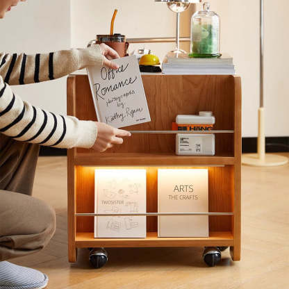 Japanese Solid Wood 2-Tier End Table