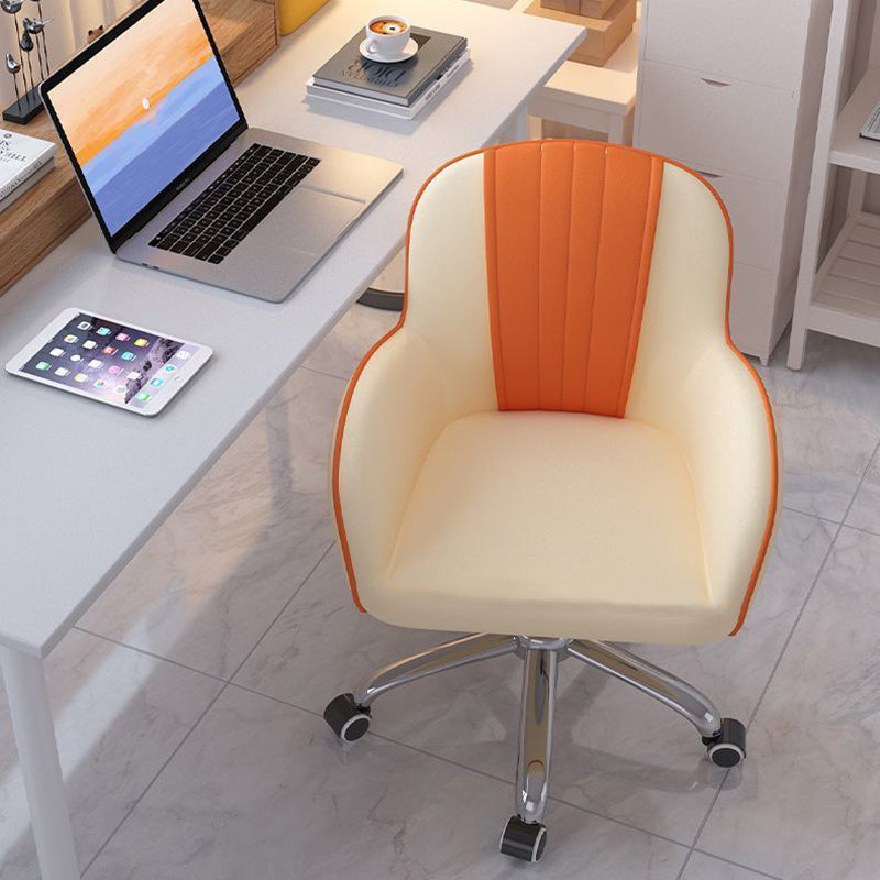 Scandinavian Curved PU Leather Steel Desk Chair — Nylon / Latex