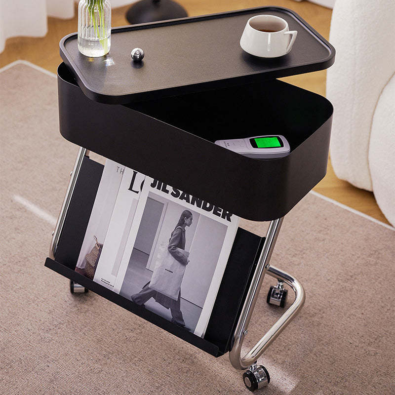 Contemporary Steel 1-Drawer Side Table