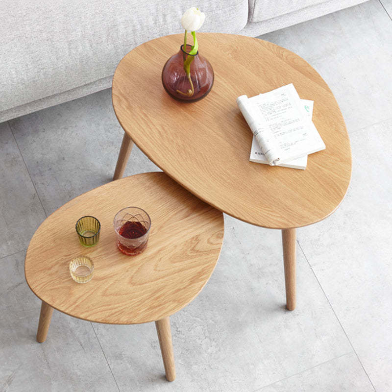 Japanese Oval Wood Side Table