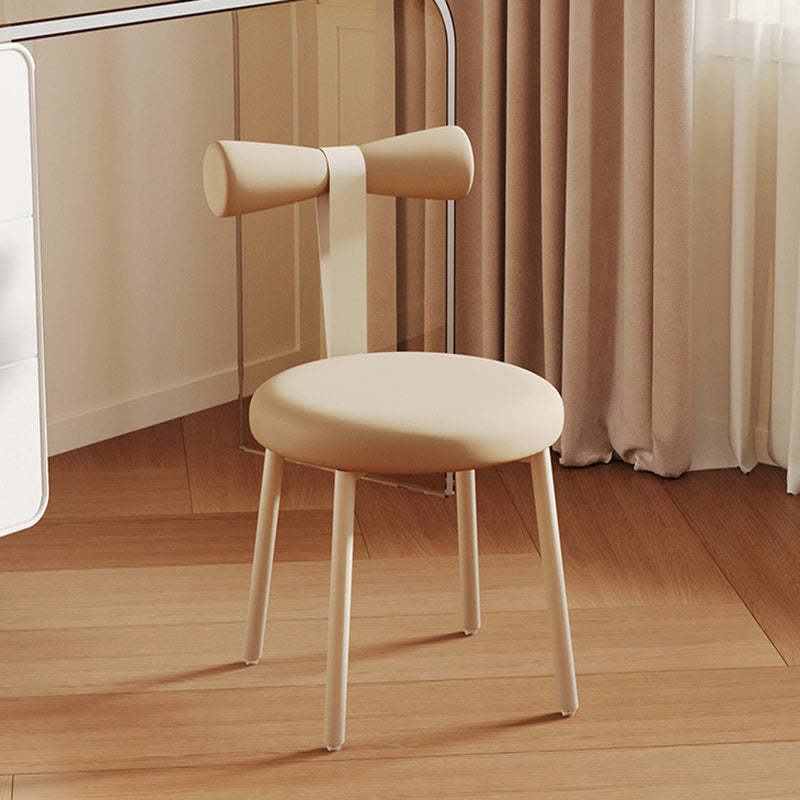 Art Deco Cream Candy Fabric Vanity Stool — White