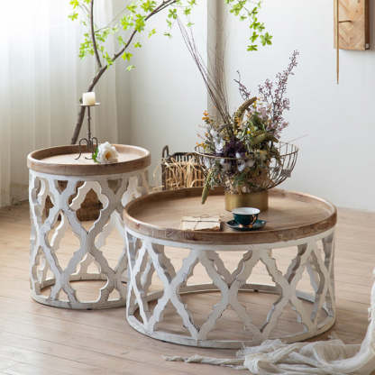 Modern Art Deco Petals Wood Coffee Table