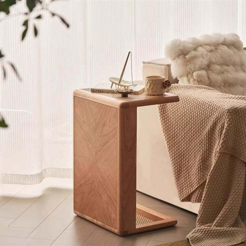 Japanese Solid Wood Steel End Table — B / Cherry Color