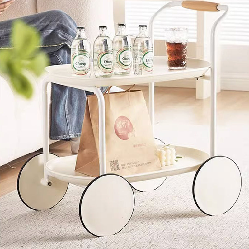 Minimalist Round Acrylic Metal 2-Tier End Table