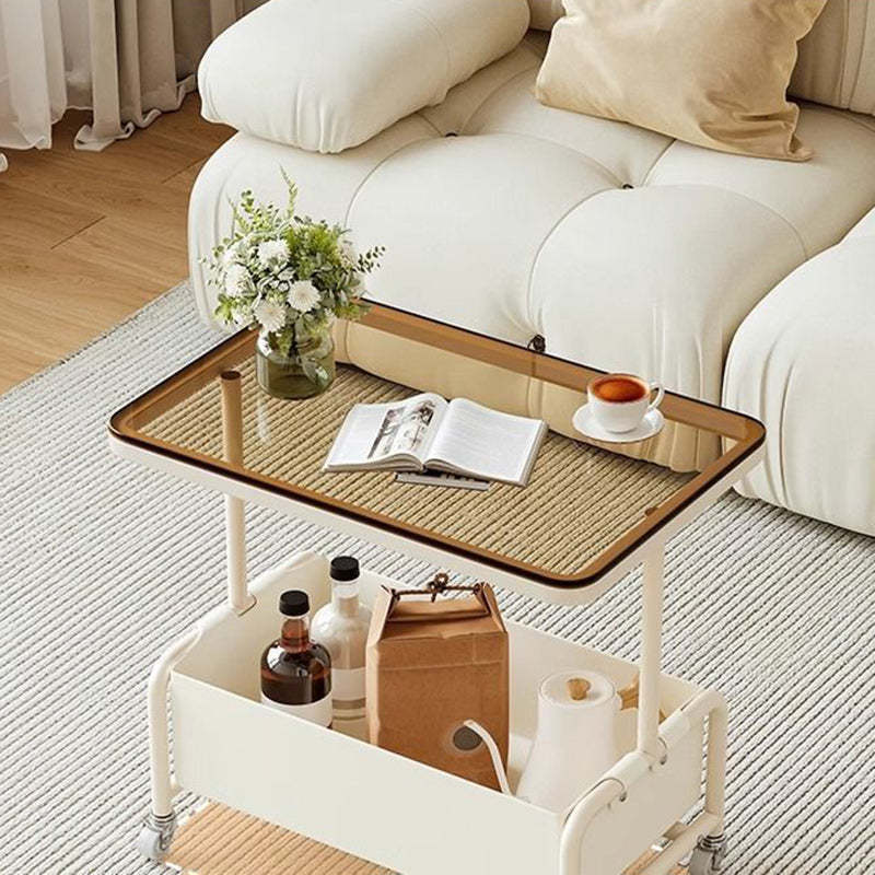 Modern Rectangular Iron Glass End Table