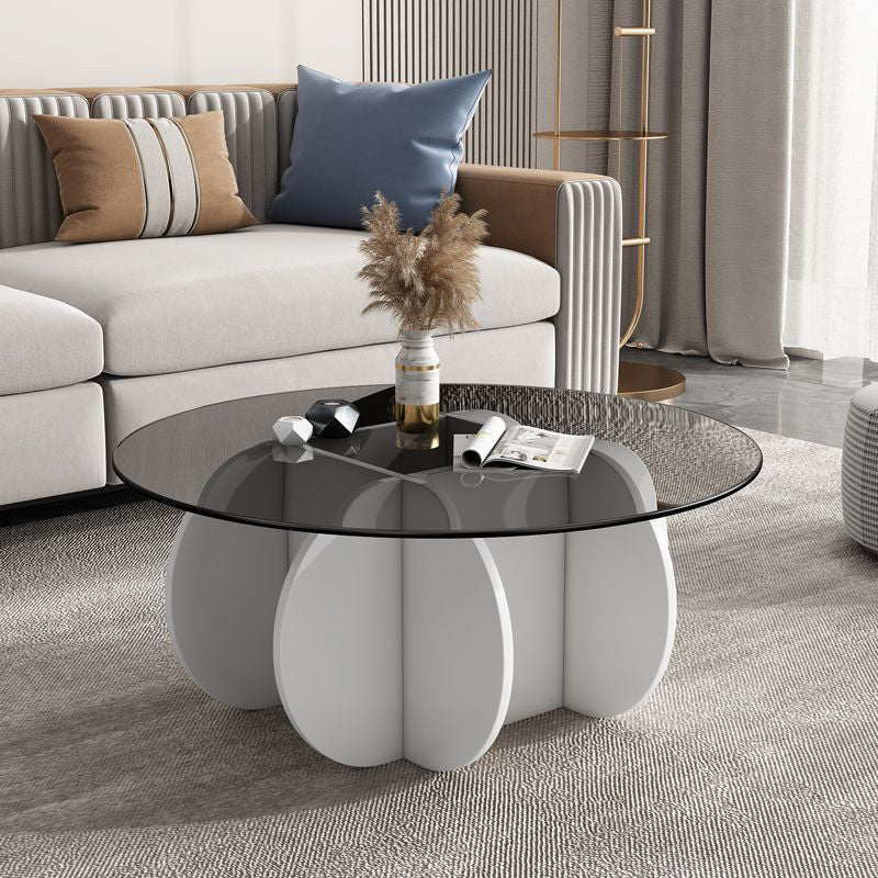 Luxury Oval Cross Glass Coffee Table — Brown Tabletop + Wood Color Base