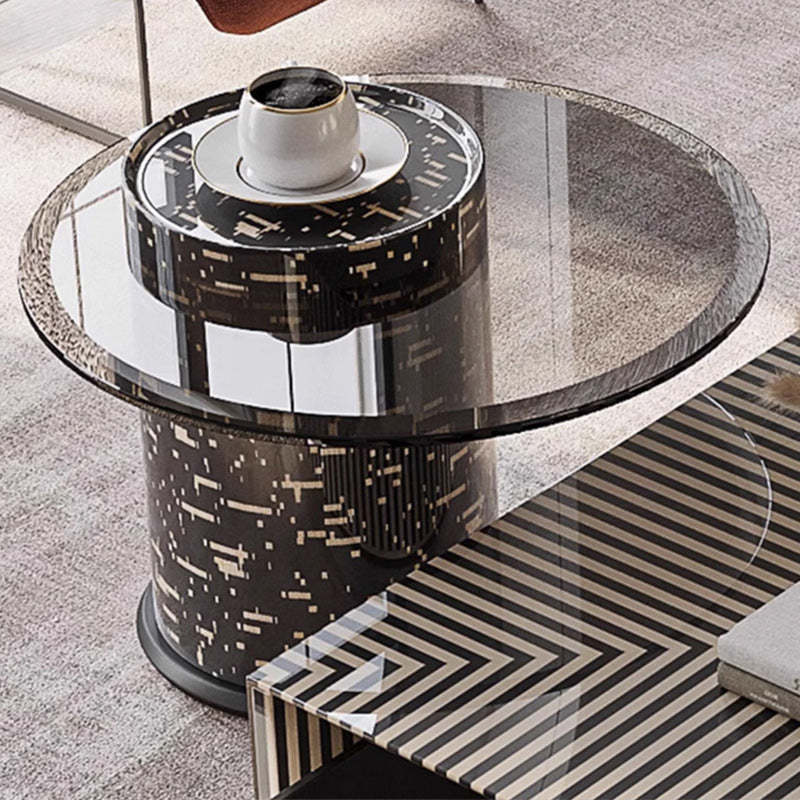 Lighom traditional end rock marble leather linen end & side tables