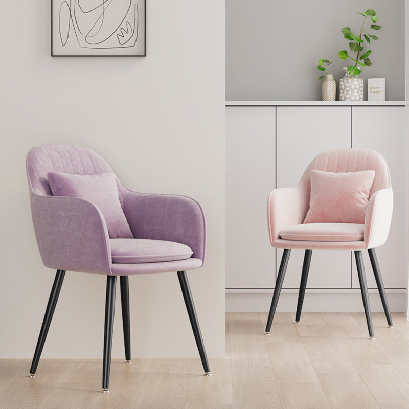 Nordic Striped Velvet Steel Dining Chair — Without Pillow / Gray + Gold Frame