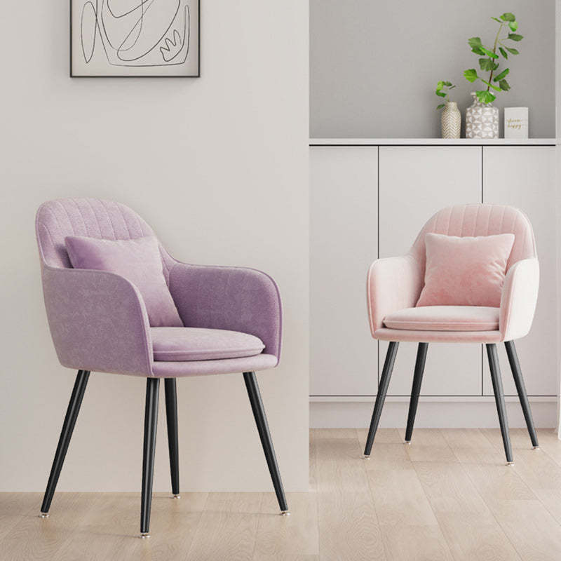 Nordic Striped Velvet Steel Dining Chair — Without Pillow / Gray + Gold Frame
