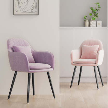 Nordic Striped Velvet Steel Dining Chair — Without Pillow / Gray + Gold Frame