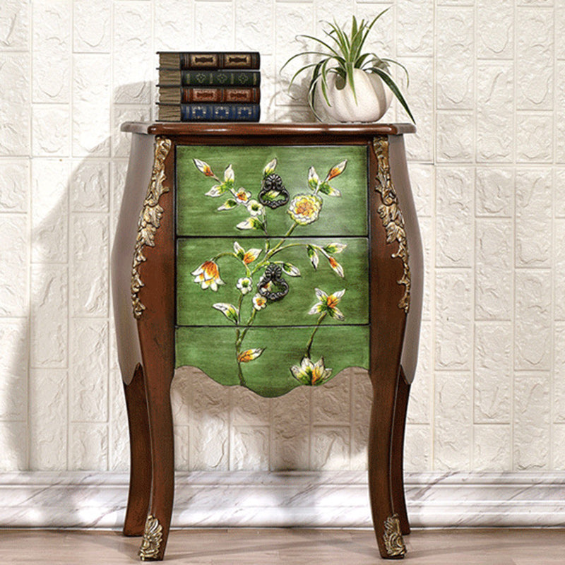 European Flower Painted Birch Side Table