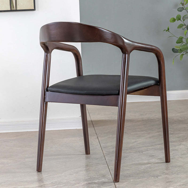 Vintage Leather Wood Upholstered Armchair