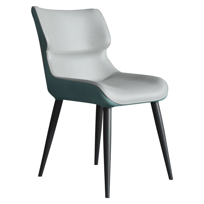 Scandinavian Curved Leather Metal Dining Chair