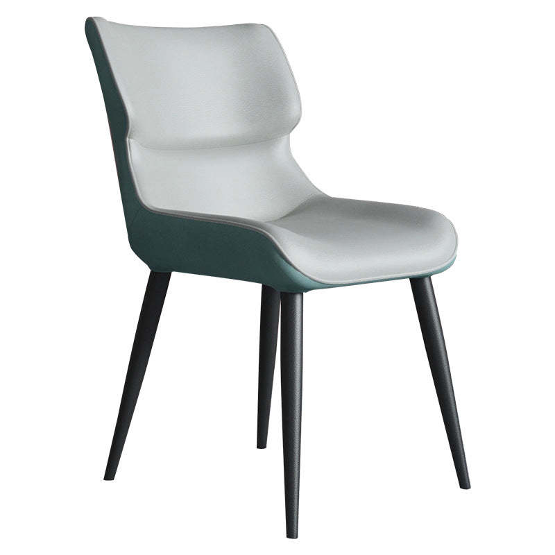 Scandinavian Curved Leather Metal Dining Chair