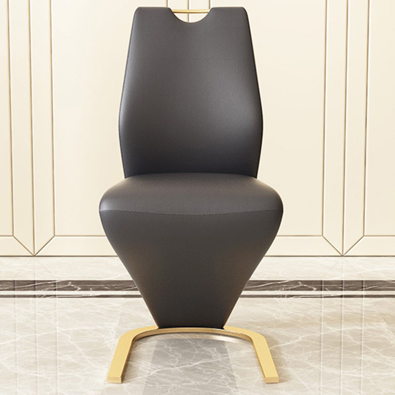 Minimalist U-Shape Titanium Leather Dining Chair