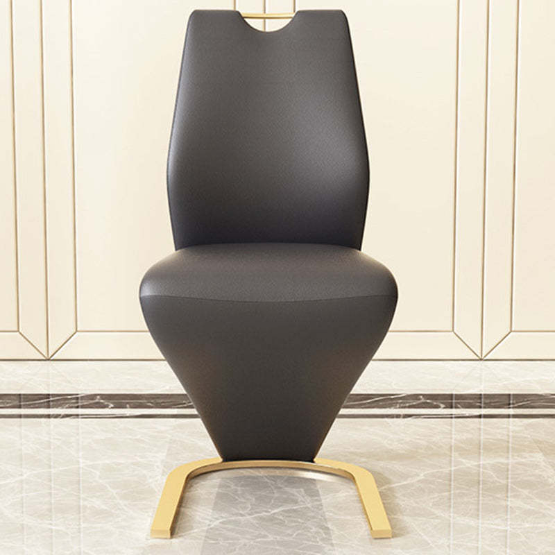 Minimalist U-Shape Titanium Leather Dining Chair