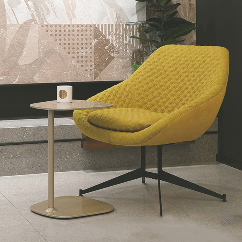 Minimalist Fabric Arc Accent Lounge Chair — Light Gray & Yellow