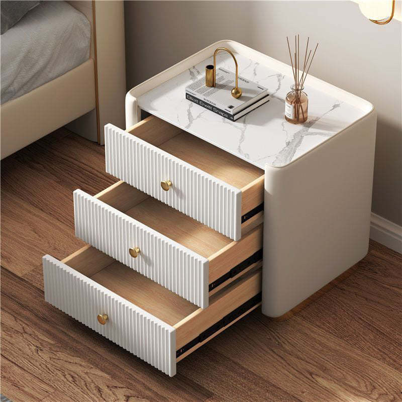 Minimalist Wood Rock Nightstand 3-Drawer