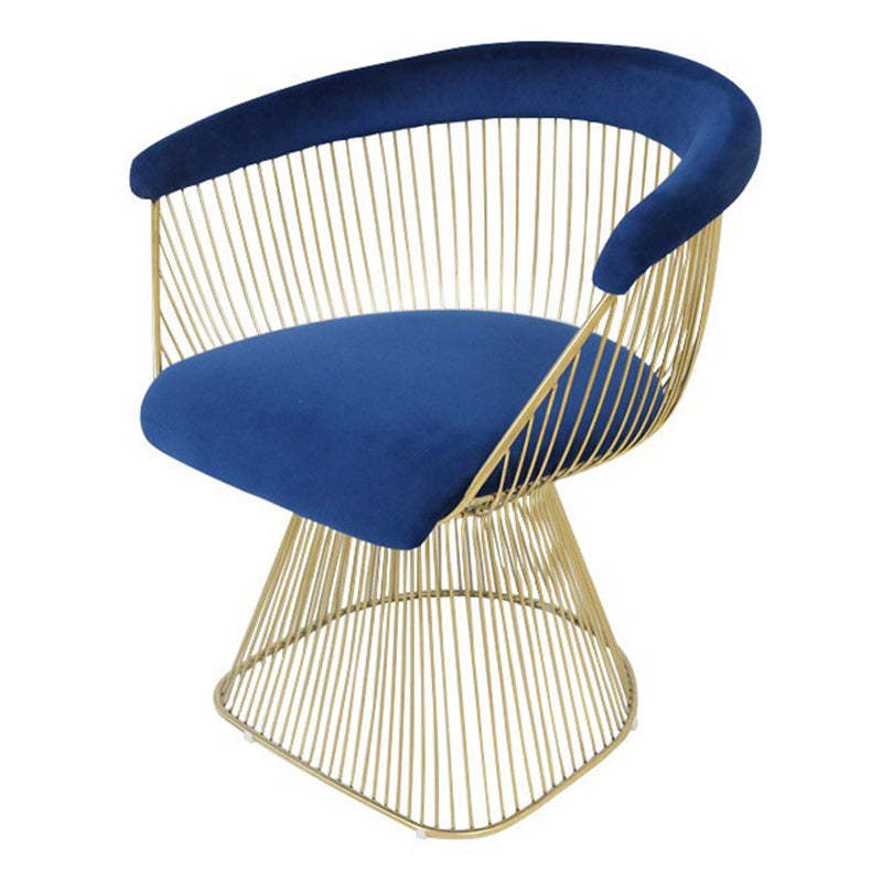 Modern Hollow Oval Fabric Steel Accent Chair