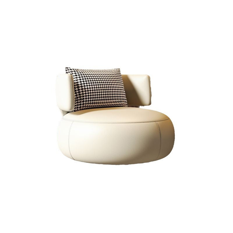 Scandinavian Curved Leather Rotatable Accent Chair