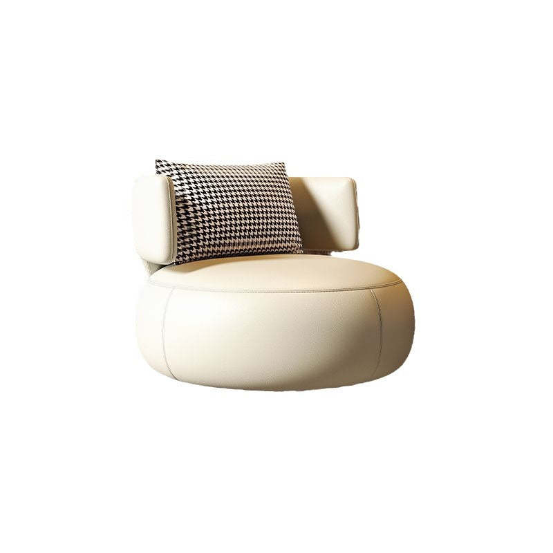 Scandinavian Curved Leather Rotatable Accent Chair