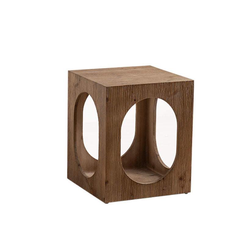 Japanese Rectangular Wood 2-Tier End Table