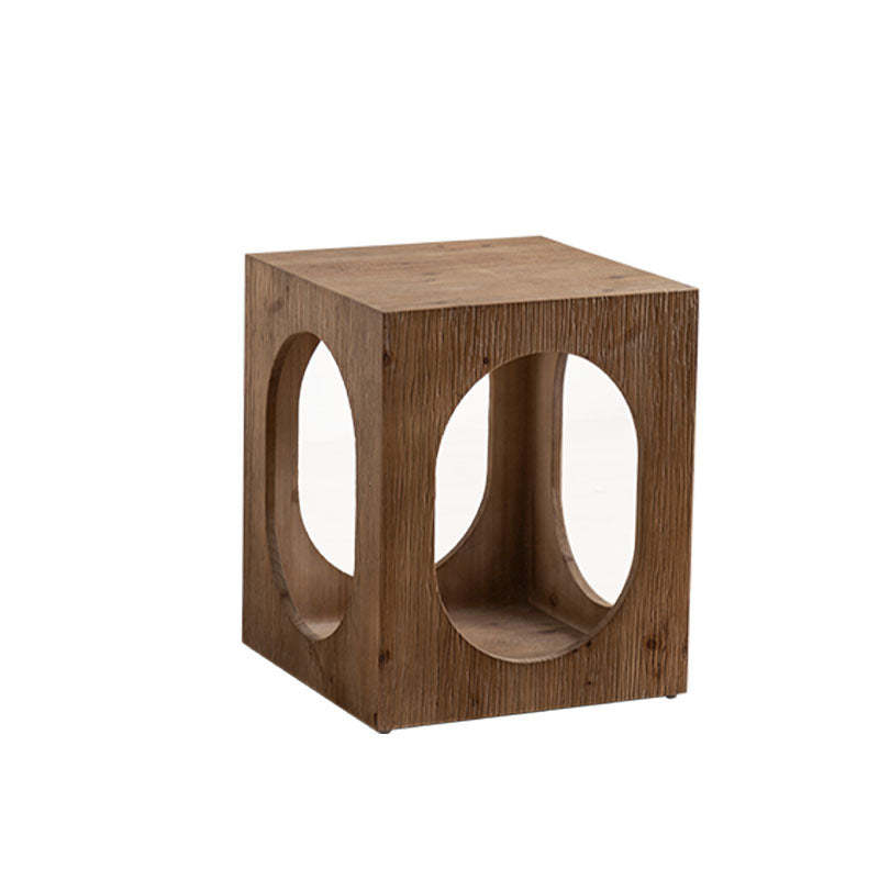 Japanese Rectangular Wood 2-Tier End Table