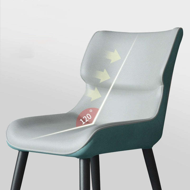 Scandinavian Curved Leather Metal Dining Chair