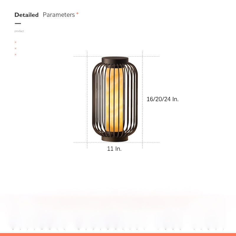 Floor Standing Stainless Steel Brown Modern Caged Outdoor Lanterns-Lighom