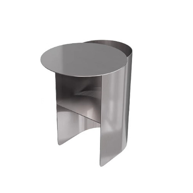 Minimalist Round Steel 2-Tier End Table
