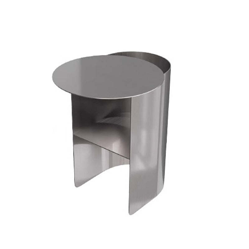 Minimalist Round Steel 2-Tier End Table