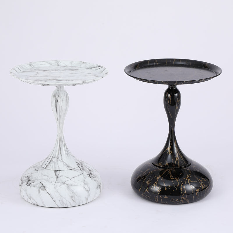 Minimalist Orb Stone Steel Metal End Table — Orange