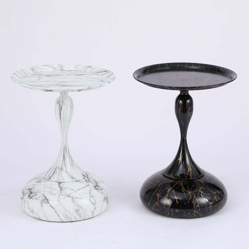 Minimalist Orb Stone Steel Metal End Table — Orange