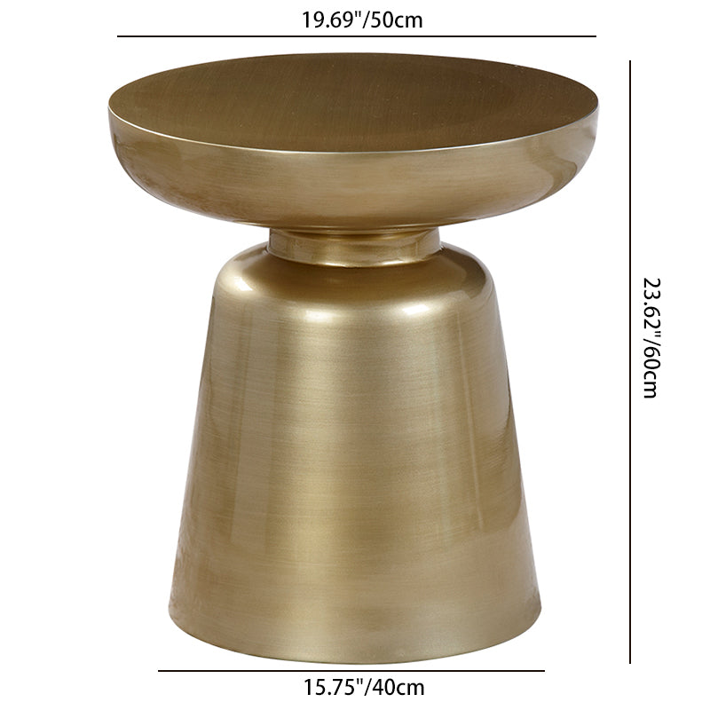 Scandinavian Round Disc Column End Table — Small & Yellow
