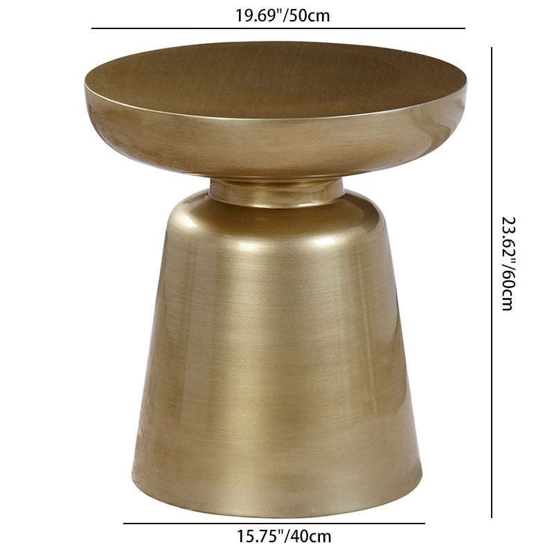 Scandinavian Round Disc Column End Table — Small & Yellow