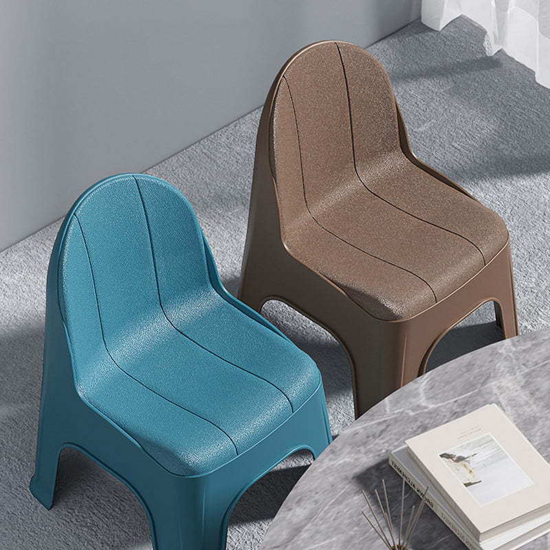 Minimalist half round accent chairs in fabric — 15" L x 15" W x 20" H / Brown