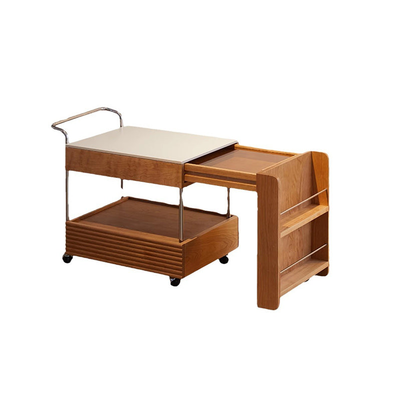 Japanese Solid Wood 2-Tier End Table
