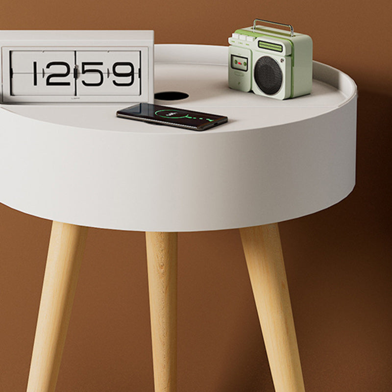 Lighom minimalist wireless charging gray nightstands in ceramic metal leather