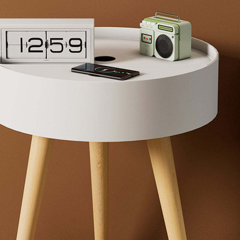 Lighom minimalist wireless charging gray nightstands in ceramic metal leather
