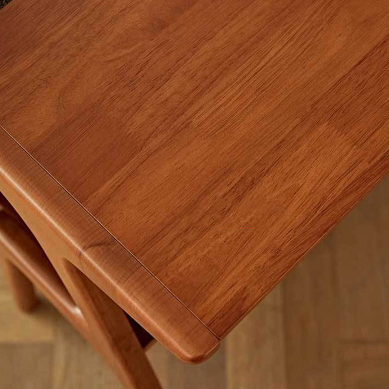 Retro Beech Rubberwood 2-Tier Side Table