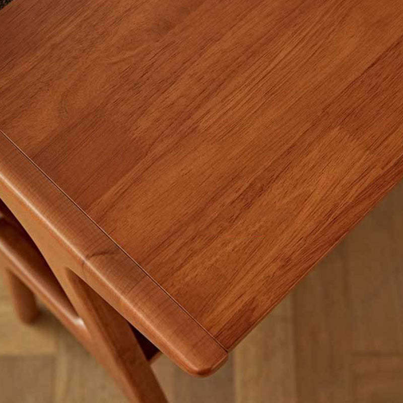 Retro Beech Rubberwood 2-Tier Side Table