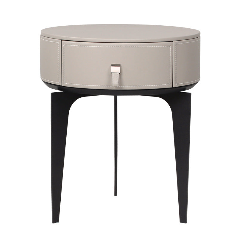 Modern Microfiber Leather Solid Wood Nightstand