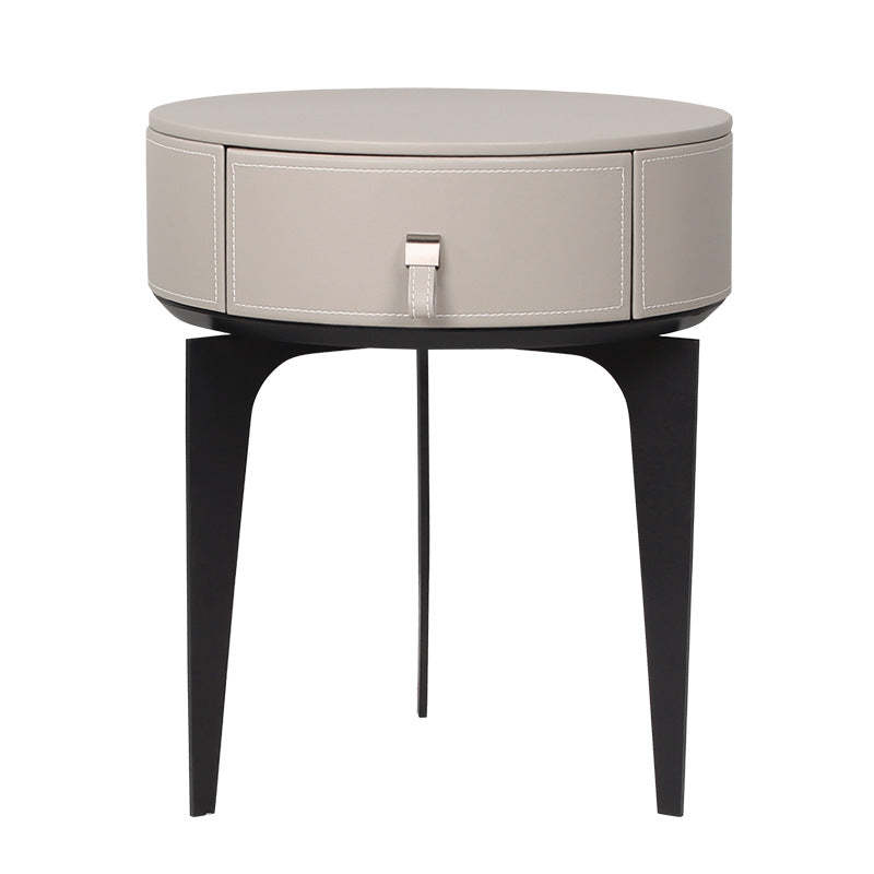Modern Microfiber Leather Solid Wood Nightstand