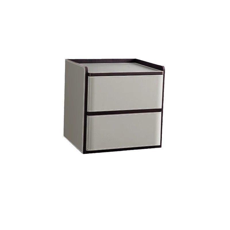 Nordic Leather Wood 2-Drawer Nightstand